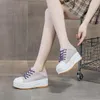 Sapatos casuais xmwrlw Canvas feminina 2024 Spring Autumn Fashion Candy Color Ladies Sneakers High Heels Women Chunky