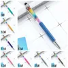 Crystal Metal Ballpoints Rainbow Wholesale Student Writing BallPoint Phone Touch Pen School Office Signature Pens Festival Gift Th0359 s