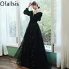 Casual Dresses Ofallsis French Style O Neck Long Sleeve Velvet Evening Dress 2024 Autumn N High End Luxury Birthday Party Adult Gift