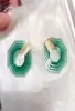 Stud Brand Fashion Party Jewelry for Women Big Hoop Green Plastic Earrings Round Trendy Design 2211076245311