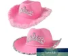 Taç Pembe Kovboy Kapakları Western Cowgirl Şapkası Kadınlar için Kız Tüy Edge Parlak Pullar Tiara Cowgirl Şapkalar Partisi Fedora Cap Caps FA3868878