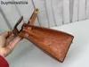 Top Cowhide Hide Borse Borsa per lo struzzo fatta per lo struzzo 25 Piccola borsa in pelle chiusa a blocco alla moda e versatile sacca in pelle genuina oro Brownq2g1