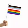 Bandeira 14x21cm Gay Pride Stick Transgênero Lesbian Rainbows Banner Bandeiras LGBT Rainbow com bandeiras de mão BANGERS TH0333 S POLE