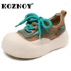 Chaussures décontractées Koznoy 6cm plate-forme en cuir authentique Flats d'automne dames vulcanize Pils Mules Chunky Sneaker Femmes Bottes de couleur mixte