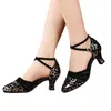 Chaussures de danse latin pour les femmes dames filles salle de bal / paillettes extérieures en tissu talon 3,5 / 5,5 cm sandales salsa plus