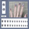 Faux ongles 24 pièces / pack Blue Gradient Camellia Faux Nails Ballet Short Faux Nails Ultra-Thin Ergonomic Nail Band Wear Tool Y240419KH1N