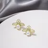 Stud Earrings Trend Classic Vintage Exquisite Unique Temperament Pearl Bee Trendy Quality Metal Woman Gift Jewelry