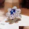 Cluster Rings 925 Sterling Sier Natural Diamond with Mini Sapphire Ring for Women Fine Anillos de Jewelry Box Drop Delivery DHMFK