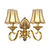 Wall Lamp Copper European Style Living Room Light Bulb Luxury Bedroom Bedside American Corridor Stairs Pure