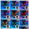Mascheri per feste 54 Styles Halloween Maschera Led Light Up Funny the Purge Election Year Festival Glowing Cosplay Horror Costume Forniture Dro Dhzof