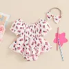 Rompers Summer Independence Day Baby Baby Girl Tiptifit Flag Imprimez la robe de body à manches courtes