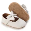 Baby casual schoenen baby peuter bowknot niet -slip rubber softsole plat pu first walker geboren boogdecor 240415