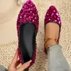 Bling Walking Casual Women Flats Shoes Spring Pointed Toe Sandaler Kvinnliga modemärke klänning Zapatillas Mujer