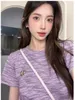 여자 T 셔츠 여름 짧은 슬리브 티셔츠 3D 스틸 나비 보우 달콤한 소녀 슬림 한 세련된 작물 톱니 니트 여성 의류