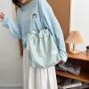 Torebki torebki dla kobiet słodkie sznurka w muszce ramię w kolorze ramiona duża pojemność nylonowa dziewczyna zakupowa torba harajuku koreańska torba w stylu