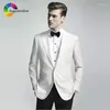 Costumes masculins White Slim Fit Wedding Groom Wear Tuxedos Prom Party 2 Pieces (Jacekt Pantalon) Bridegroom Men Man Blazer