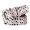 Damesriem, Rhinestone Rivet, ingelegde legeringspen gesp, roze riem, mode -casual, jeans en riemtrend 240315