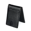 Clips Men's Genuine Leather Money Clip Wallet Carbon Fiber Pattern and Solid RFID Small Card Cash Holder Metal Money Clamp for Male