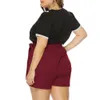 Vrouwen plus size shorts korte broek hoge taille grote grote plussize voor vrouwelijke zomerkleding solide zwarte rode kleding 240415
