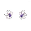 Pendientes de sementales MASW Diseño original Temperamento elegante Flor de plata plateada de latón de alta calidad Flor de color púrpura para mujeres