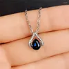 Pendant Necklaces Necklace Women Blue Cubic Zirconia Ly-designed Modern Neck Silver Plated Elegant Lady's Wedding Jewelry