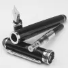 Pens Duke D2 Black Barrel Metal Medium Nib Fountain Pen Silver Trim Professional Stationery Supplies Writing Tool Pen Gift