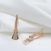 Dangle Earrings Luxury Curve Triangle Long Pendant Zircon Women's Personality English Buckle Party Daily Jewelry Girl Sexy