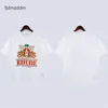 High Edition 2023 Summer New American Street Fashion Rhude Printed Mens and Womens OS Loose Fit T-Shirt