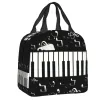 Bags Custom Music Notes With Piano Lunch Bag Women Cooler Warm Insulated Lunch Box for Children School Work Picnic Food Tote Bags