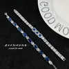 Link Bracelets Fashionable Simple Simulation Royal Blue Sapphire 17 5cm Chain Women's Silver Color Hand Jewelry Accessories