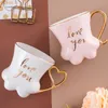 300 ml Cartoon Cat Paw Ceramics Top avec couvercle Cainer Coffee Milk Teas Mugs Petit-Budget Home Bure