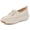 Casual Shoes Women Vulcanized Pu Leather Soft Bekväm platt Oxford på plattform Rundtå Mujer