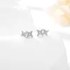 Brincos de garanhão Poulisa Double Star CZ 925 Estrelas de prata esterlina Earring de zircônia cúbica para mulheres S925 Vintage Studs Pendiente