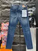 lila jeans herr designer jeans trendiga märke män byxa personlighet trendig man sprutade mitten av midjan stretch mode rippade byxor streetwear hip hop jeans