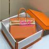 A Birknns Luxury Bag Classic 2024 New Wax Thread Togo Calf Leather Litchi Pattern Genuine Women's Lock Buckle Handbag HTSY