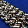 Stile hip hop gioielli in stile 15 mm di larghezza in argento con due file a catena di collegamenti cubani moissanite Miami