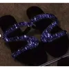 Slippers Beach Sandal Ladies Flip Flops Black Non-slip Slides Rhinestone Shoe Open Toe Roman 2024 Sexy Women Summer Flat