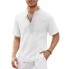 Summer Mens kortärmad t-shirt Bomull och linne V-Neck Casual Mens T-shirt Skjorta Male Breattable Tops S-5XL 240412
