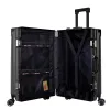 Carry-Ons Luggage Right Angle Retro Aluminium Frame Universal Wheel Boarding Bag Large Capacity Travel Password Leather Box Suitcase