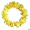 Decorative Flowers Wreaths Hawaiian Flower Garland Necklace Ha Leis Festive Party Artificial Silk Beach Drop Delivery Home Garden Supp Dhwop