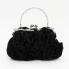 Women Rose Flower Evening Bag Ladies Floral Pink Handbag Bridal Wedding Party Purse Fashion Beatiful Small Day Clutch Chain