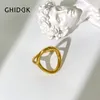 Pierścienie klastra Ghidbk Proste 18K Gold PVD Plane gładki owalny pierścień koło