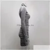 Gatastilklänningar Designer Brand Womens High Neck Veet Dress Autumn Winter Long Sleeve Slim Casual Sexig Fashion Hip Plus Size Dro DHPJV