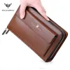 Portefeuilles Williampolo Brand Men Koppeling Bag Mode Leer Lange portemonnee Dubbele Zipper Business Wallet Zwart Brown Male Casual Handy Bag