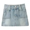 Röcke sexy Frauen hohe Taille Jeans Rock Koreanische Mode Taschen eine Linie mini Sommer weiblich harajuku Vintage Short Jean