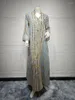 Ropa étnica 2024 Dubai Luxury Sequin Muslim Fashion Dress Caftan Vestencos de fiesta de la noche Rente