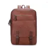 Backpack 2024 Vintage Men Backpacks Fashion High Quality Leather Male Korean Student Boy Business Laptop School Computer Bag