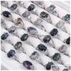 Band Rings Band Rings Mix Lot Natural Water Stone Womens Ring Fashion Jewelry Bague 50Pcs/Lot Wholesale Party Gift Drop Delivery Otmzk Dhmuv