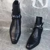 Scarpe eleganti di lussuoso stivali da caviglia in pelle di serpente uomo punta di punta vera cuoio piatti bassi tacchi maschi di moda casual