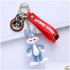 Anime Manga Fashion Pvc Kawaii Kids Keyring Chain 3D Animal Key Cartoon Creative Bugs Bunny Keychain Drop Delivery Toys Gifts Action F Dhu6L